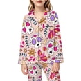thumbnail image 4 of Afdoent Girls Pajamas Set Halloween Skeleton Print Sleepwear Long Sleeve Jammies Button-Down Nightwear Loungewear Comfortable For Kids Holiday 5-6 Years, 4 of 5