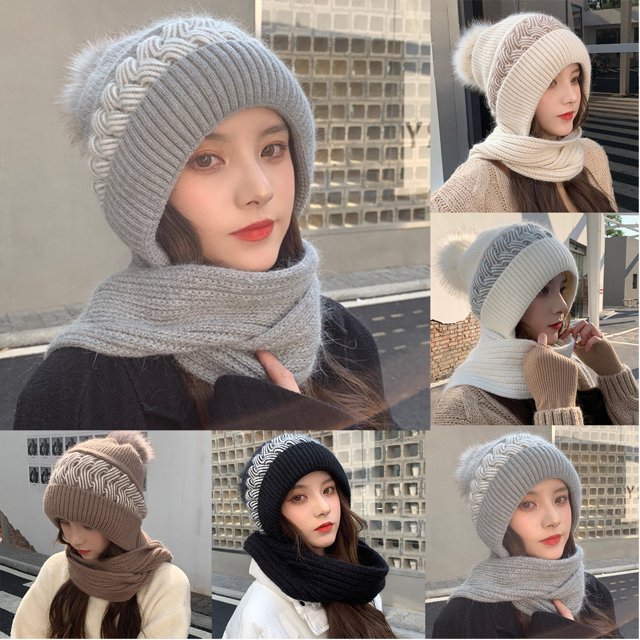 Dress Choice Womens Winter Beanie Hat and Knitted Scarf Set with Pom