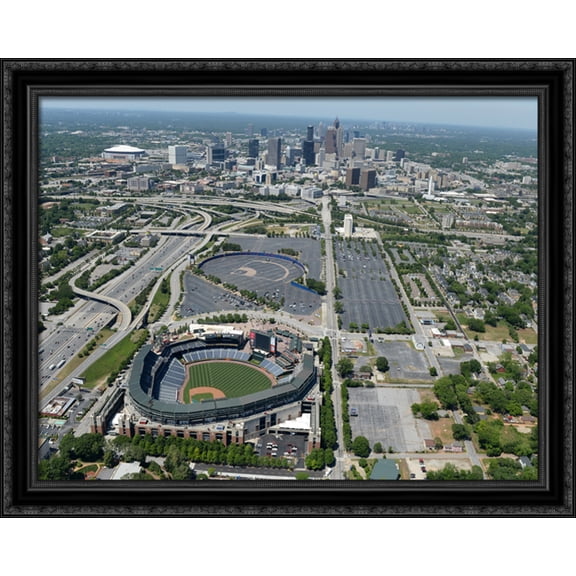Turner Field 36x28 Large Black Ornate Wood Framed Canvas Art - Home of the Atlanta Braves