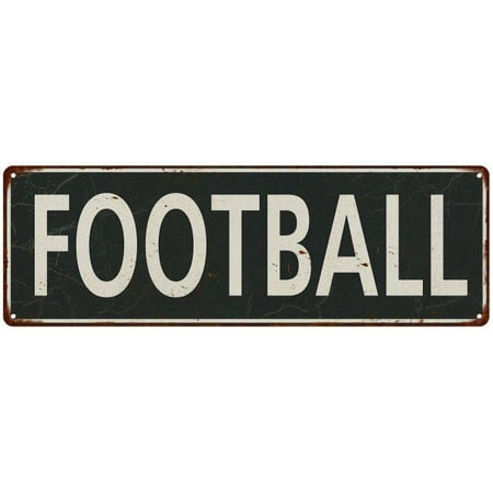 Vintage Football Black And White Football White on Black Vintage Look Metal Sign 6x18 Old Advertising Man Cave Game Room M6180665 ()