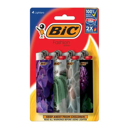BIC Classic Pocket Lighter, Special Edition Fashion Series, Assorted Colors - Pack of 4 Lighters (colors may vary)
