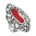 thumbnail image 3 of Heart Filigree Oval Red Coral .925 Silver Ring-9, 3 of 3