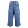 thumbnail image 5 of MLQIDK Pedal Pushers for Women Dressy Casual Lounge Pants Knee Length Elastic Waist Lightweight Capris Trendy Summer Denim Capri Jeans with Pockets Blue M, 5 of 5