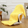thumbnail image 3 of Comtest Chunky Knit Throw Blanket Chenille, Chicken Yellow, 40"x60"(Love Seat), 3 of 6