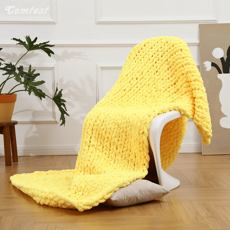 Chunky knit throw online yellow