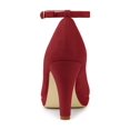 thumbnail image 2 of Unique Bargains Women's Round Toe Stiletto Heel Ankle Strap Pumps Red 7, 2 of 7