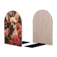thumbnail image 2 of Easygdp Vintage Red Flower Chihuahua 2 Pcs Bookend Large Capacity Office Book Ends for Home Office Library School Study Decoration, 2 of 8