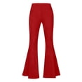 thumbnail image 5 of Women's Solid Color Flare Leggings with Pockets, High Waisted Yoga Pants, Stretchy Soft Bootcut Workout Leggings, Athletic Compression Pants for Women Red XL, 5 of 7