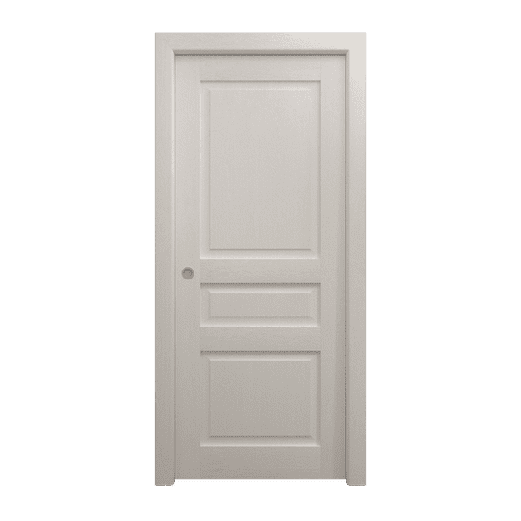 Sliding Pocket Door 18 x 84 inches | Ego 5012 Painted White Oak | Kit Rail Hardware | Solid Wood Interior Bedroom Modern Doors