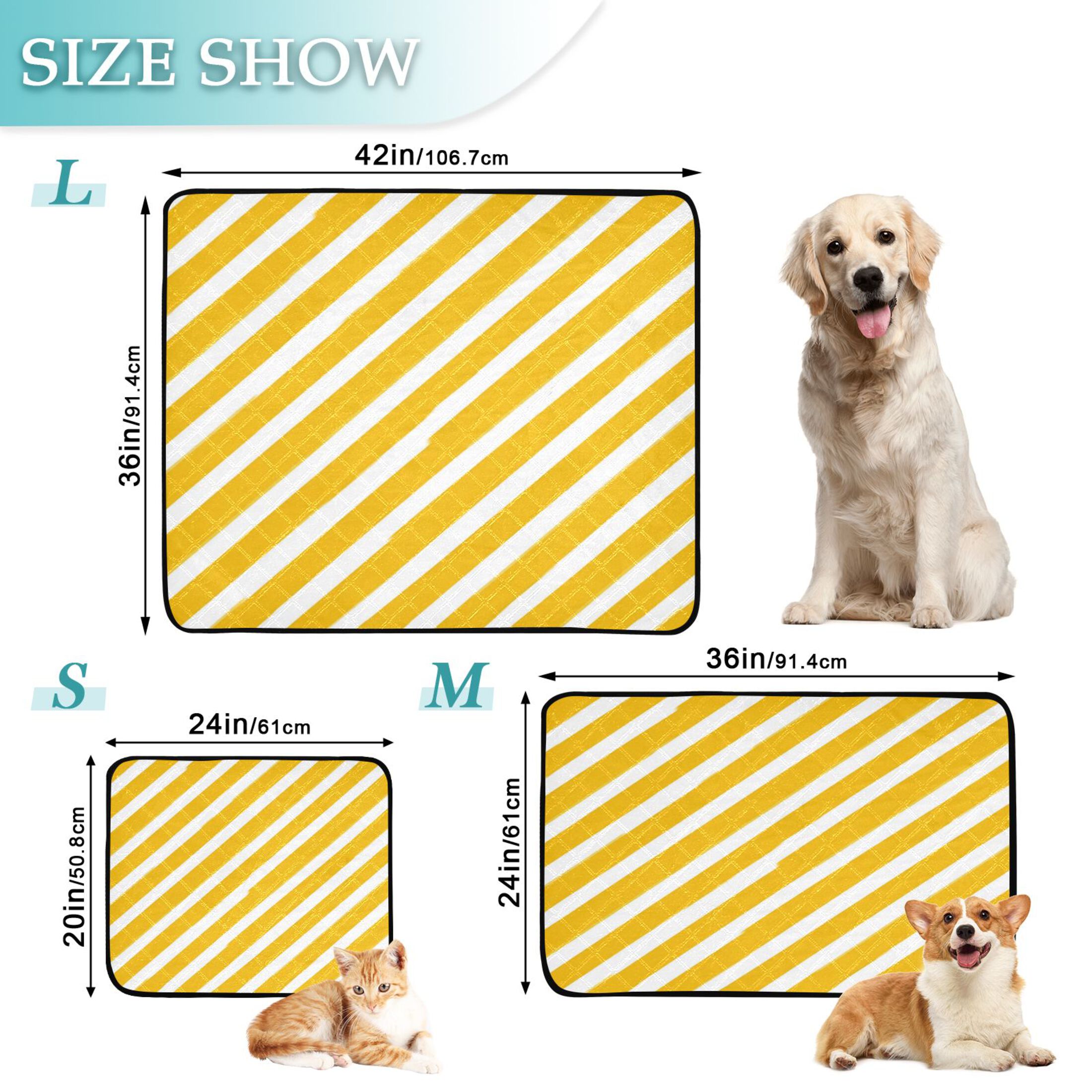 IAUYY Washable Pee Pads for Dogs Smallx3 Absorbent and Leak-Proof Non-Slip Reusable Puppy Pee Pads for Dogs Applicable to Playpen Potty Crate Diagonal Stripe Illustration