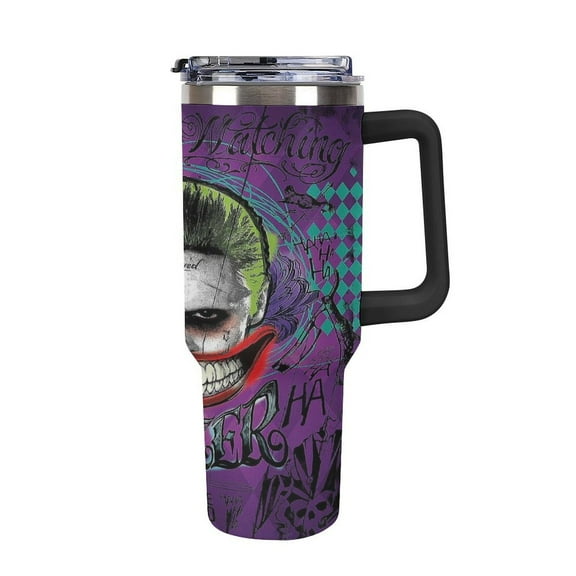 Joker Tumbler with Handle and Straw Lid Insulated Tumbler Stainless Steel Water Bottle Cup Gifts 40oz