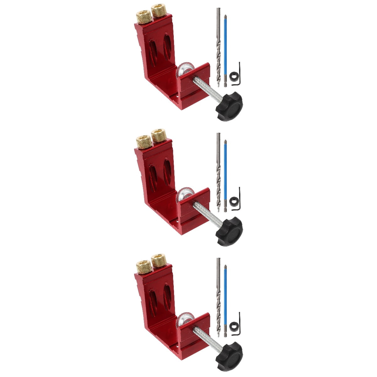 GOOHOCHY 3 Sets Drill Jig Pocket Hole Jig Slanted Hole Opener 9X9CM Red