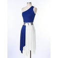 thumbnail image 5 of MSemis Women's One Shoulder Color Block Lyrical Worship Praise Dance Dress Royal_Blue S, 5 of 7