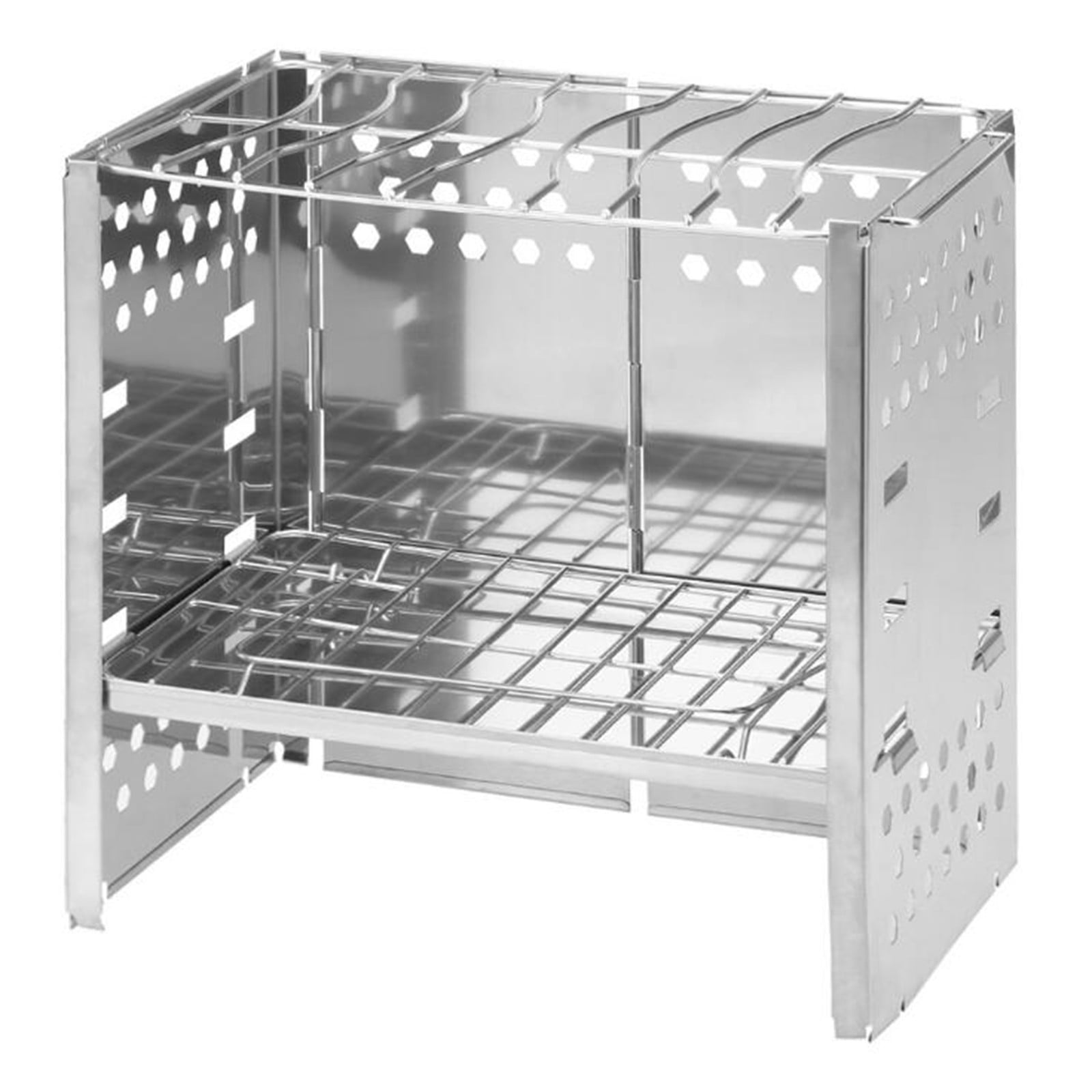 VerPetridure Camping Bbq Stainless Steel Folding Bbq Firewood Rack