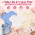 thumbnail image 6 of Btween Active Girls T-Shirts 3 Pack – Short Sleeve Ribbed Crewneck Tees, Soft Stretch Casual Everyday Tops for Girls, 6 of 7