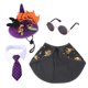thumbnail image 1 of Conjunto de capa, collar, sombrero, pajarita y gafas para mascotas, suministros festivos para disfraces de perros y gatos, patrones de calabaza, 1 of 3
