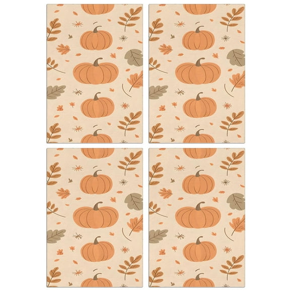 Autumn Kitchen Towels 4-Piece, Maple and Pumpkin Print, Absorbent Dish Towels, Soft Decorative for Farmhouse