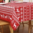 thumbnail image 2 of ZACOO Christmas Fabric Tablecloth 60"x120" Farmhouse Winter Holiday Boho Style Table Cloth Table Cover with Reindeer and Snowflake Pattern, Rectangle, 2 of 7