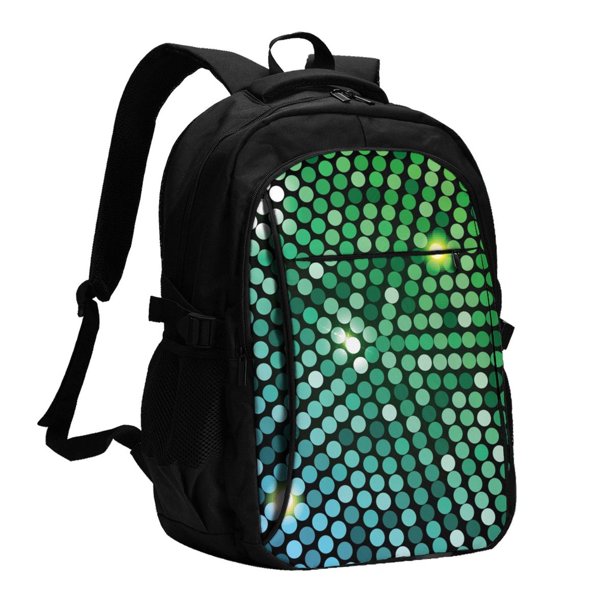 Fotbe Green Disco Lights Mochila con Estampado y Puerto USB para Hombre y Mujer, Mochila Antirrobo, Mochila de Viaje, Mochila Escolar, Mochila Universitaria