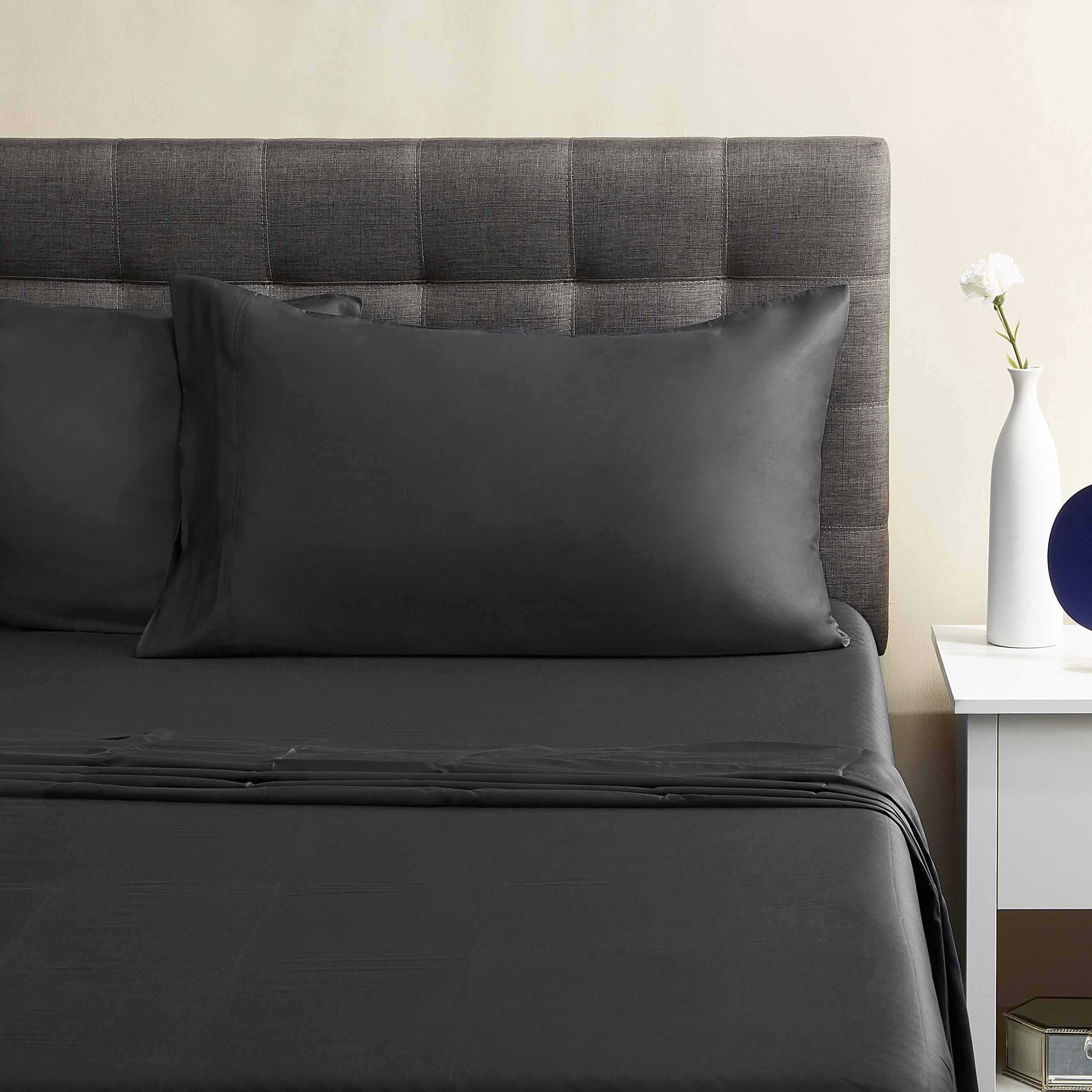 Better Homes & Gardens 300 Thread Count 100% Cotton Wrinkle Resistant Sheet Set, Queen Soot Grey