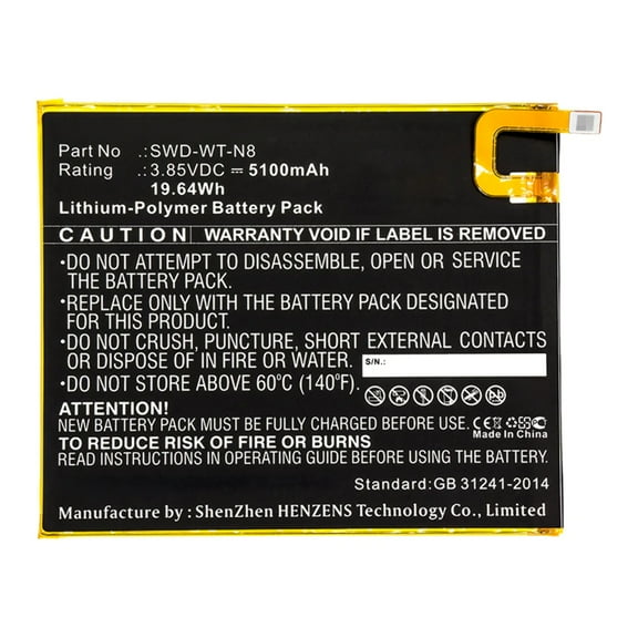 Batteries N Accessories BNA-WB-P13797 Tablet Battery - Li-Pol, 3.85V, 5100mAh, Ultra High Capacity - Replacement for Samsung SWD-WT-N8 Battery