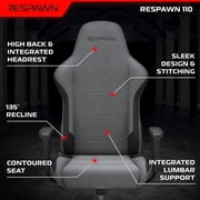 RESPAWN 110 Ergonomic Gaming Chair - Reclining Office Video Game Swivel Chair with Lumbar Support, Headrest, Heavy Duty, High Back, Racing Style Gaming Recliner Seat for Computer Gamer - Gray Fabric