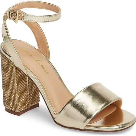 

Lauren Lorraine Crystal-encrusted Block Heel Sandals