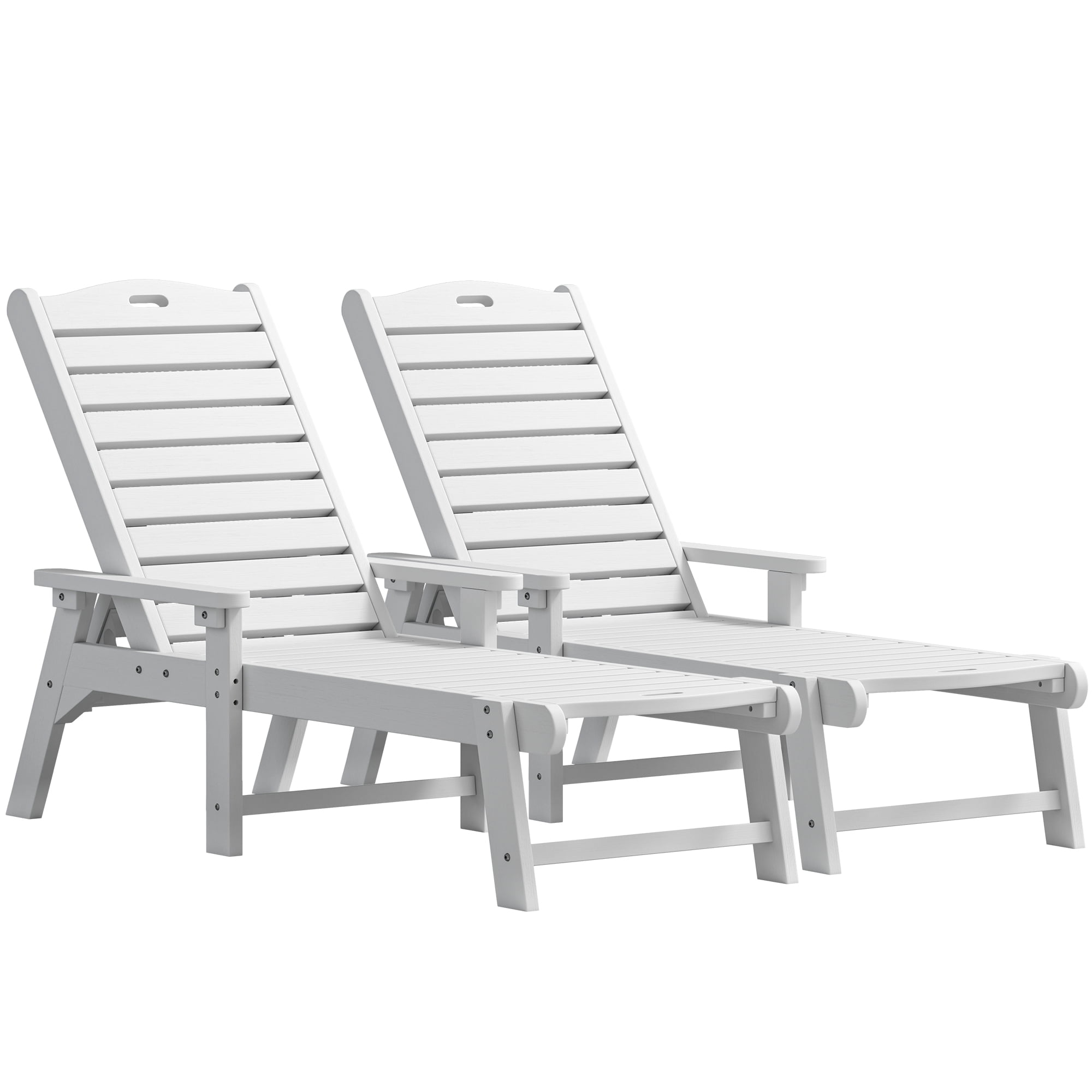 Uforic Outdoor Heavy Duty Resin Patio Lounger with Adjustable Backrest, Wide Armrest, White