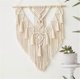 thumbnail image 2 of Hand-woven cotton macrame tapestry with pompoms, craft decoration, bedroom, living room, apartment, 2 of 4