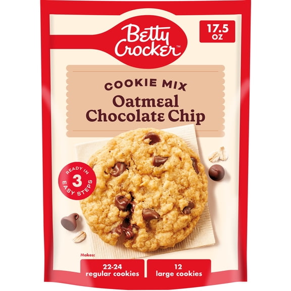 Betty Crocker Oatmeal Chocolate Chip Cookies, Cookie Baking Mix, 17.5 oz