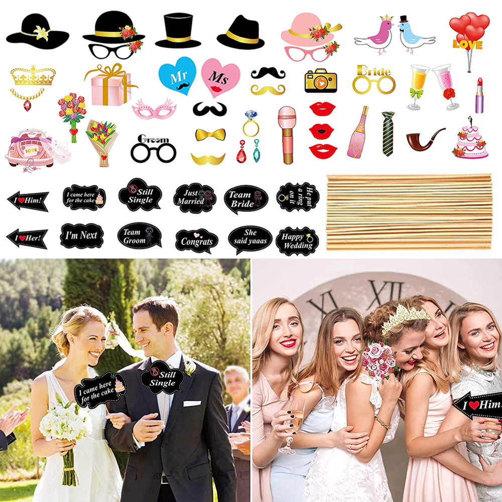 Photo Booth Props Wedding, GIUGT Wedding Photobooth Props, DIY Wedding