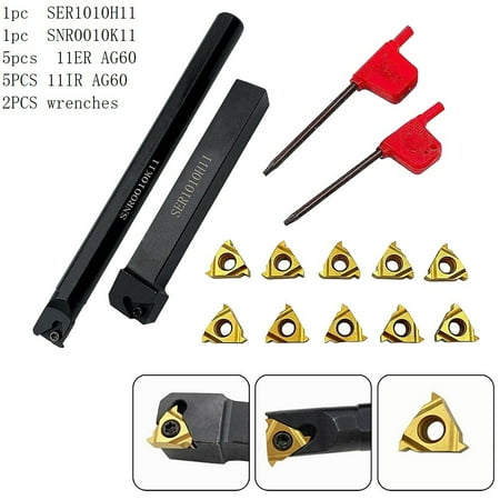 

QXKE External/Internal Threading Holder Ser1010H11/Snr0010K11 10Pcs Threading Inserts