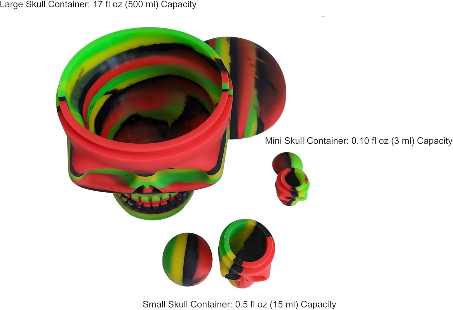 Silicone Skull Storage Containers Set, Non-Stick Reusable Silicone Jars for Small Item Organization, Durable Multi-Size Storage Set