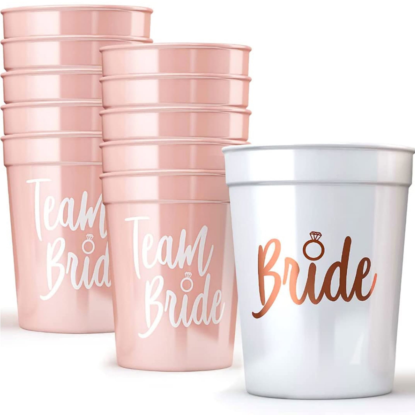 Stamens Cup,Pack Of 14 Bride & Team Bride Bachelorette Party Cups 16 Oz Pink & White