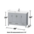 thumbnail image 4 of Wyndham Collection Sheffield 48" No Mirror Wood Single Bathroom Vanity in Gray, 4 of 4