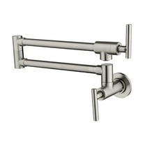 Cobbe Folding Kitchen Faucet Wall Mount Kitchen Pot Filler with Double Section Swing Arms Brushed Nickel