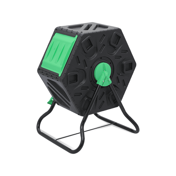 BEZT 17 Gallon Single Compost Tumbler Rotating Chamber Composter w/Sliding Door,Black