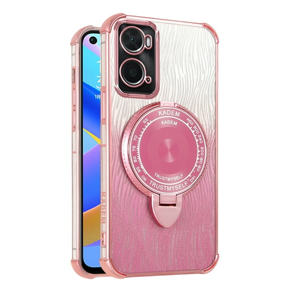 Magnetic Case for OPPO A96 4G Stand Cover with Makeup Mirror Kickstand Case Slim Silicone TPU Phone Cover with OPPO A96 4G Shell Shockproof for Women Man Protective Case for OPPO A96 4G