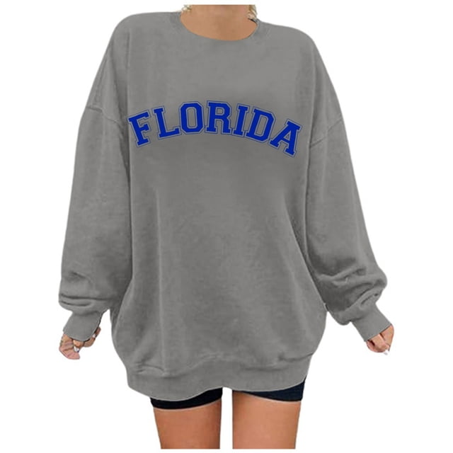 WEAIXIMIUNG Sweat à Fermeture Éclair pour Femmes Sans Capuche Grande Taille Mode Décontractée Imprimé Lettre Col Rond Manches Longues Sweat de Festival Léger