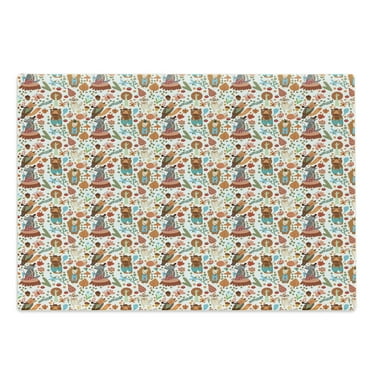 Colorful Cutting Board, Forest Animals and Foliage Pattern with Fox Wolf Snail and Mosquito Cartoon Jungle, Decorative Tempered Glass Cutting and Serving Board, Large Size, Multicolor, by Ambesonne