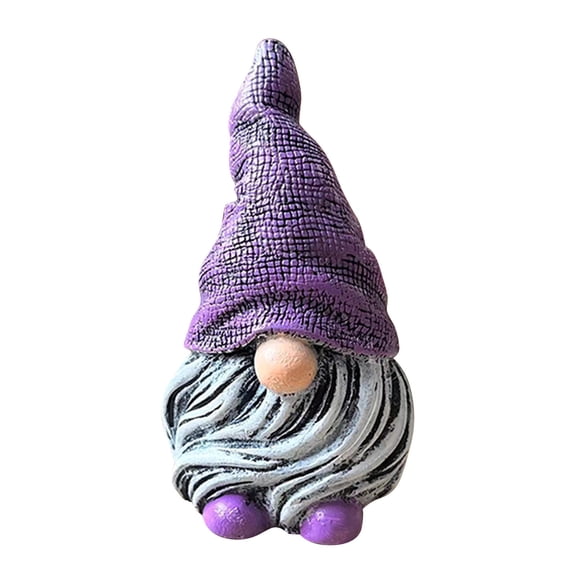 Purple Gnome Resin Ornament, Dwarf Garden Figurine, Cute Cartoon Statue, Rustic Yard Art Decor for Outdoor Patio Lawn Indoor Home