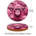 thumbnail image 3 of Monkey 6PCS Round Microfiber Leather Bar Coasters, 11x11 cm/4.3x4.3 in, Drink Coasters for Home and Kitchen, Furniture from Water Marks and Scratches, 3 of 6