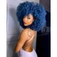 thumbnail image 5 of (Azul oscuro) Peluca rizada de mujer negra de 14", pelo negro corto, pelo extraño, peluca sintética resistente al calor, 5 of 5