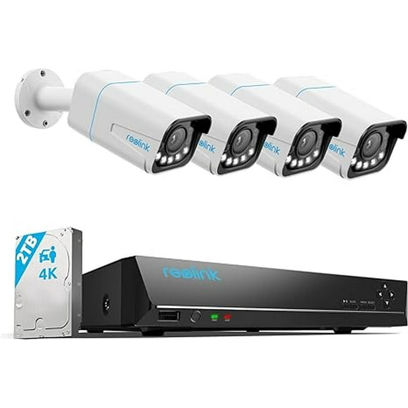 Reolink RLK8-811B4 4K 8MP HD Smart PoE Camera System with 5X Optical Zoom & Spotlights Color Night Vision Support Person/Vehicle AI Detection 8CH NVR 2TB HDD