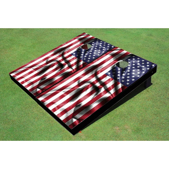 Custom Wavy American Flag Cornhole Boards Set