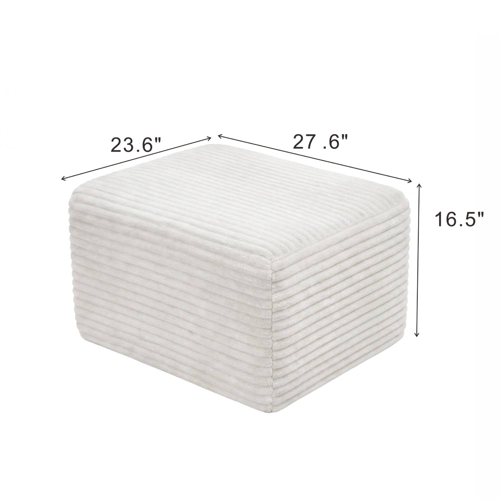 Plush Boneless Ottoman,Upholstered Cloud Couches Footrest Ottoman for Boneless Couch for Living Room, White