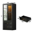 thumbnail image 5 of 2 Doors Armoire Wardrobe Closet for Bedroom, with Mirror & 2 Drawers & LED Sensor Light, 71" H Wardrobe Closet Cabinet with Hanging Rod, Glass Doors, 5 of 10