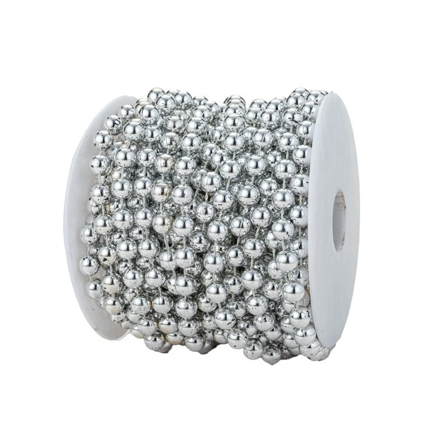 Guirnalda de perlas sintéticas YoungJewl de 8 mm y 10 m, plata para boda