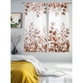 thumbnail image 3 of Brown Red Eucalyptus Leaves Sheer Curtains 63 Inch Length 2 Panels Set Window Treatments, Watercolor Spring Summer Botanical Rod Pocket Semi Curtains for Living Room/Bedroom/Kitchen, 104"W x 63"L, 3 of 7