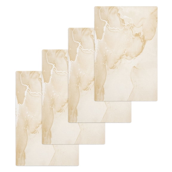 Marble Beige Kitchen Dish Towels for Drying Dishes Set of 4, Modern Abstract Ink Painting Luxury Waffle Weave Microfiber Hand Tea Bathroom Towels Quick Dry & Absorbent Towel 15.7x23.6
